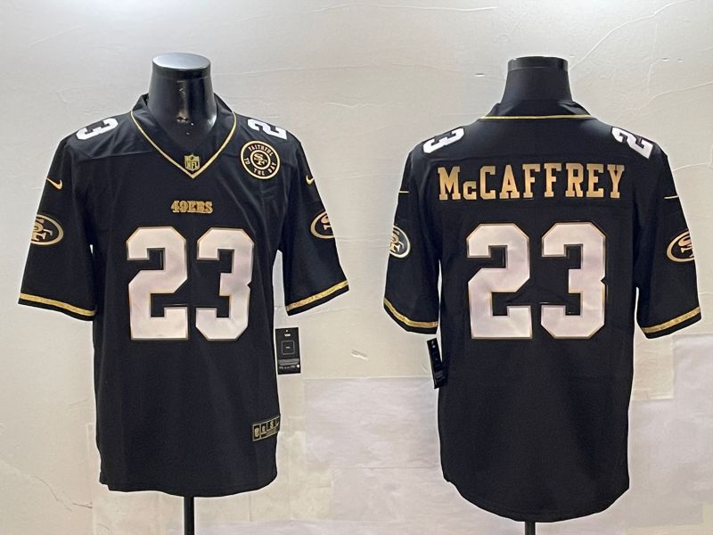 Men San Francisco 49ers #23 Mccaffrey Black Gold 2024 Nike Limited NFL Jersey style 01082